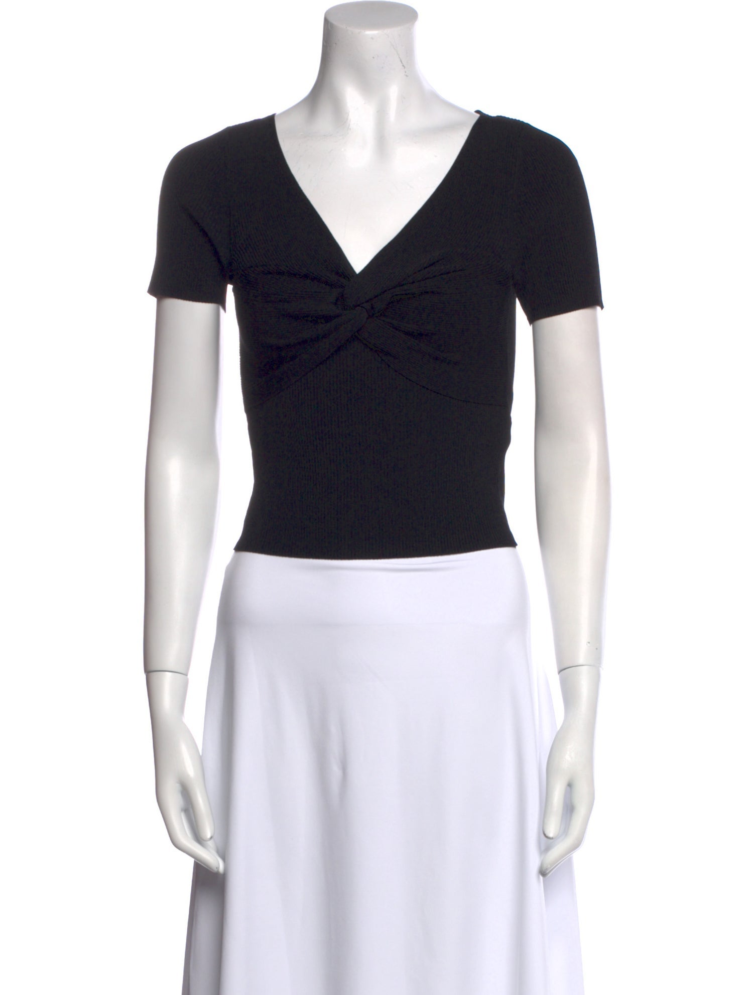 Sandro V-Neck Short Sleeve Crop Top