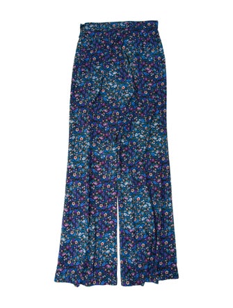 Sandro Floral Print Wide Leg Pants