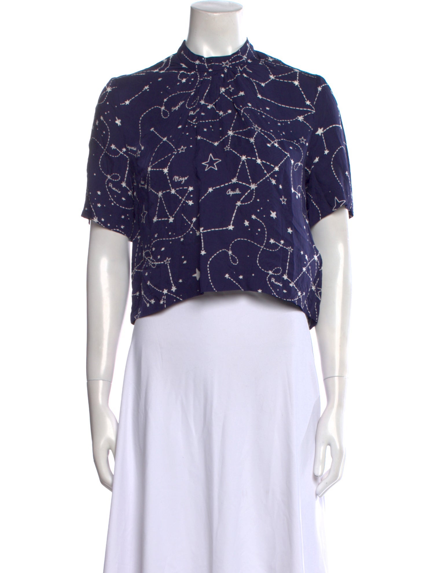 Sandro Floral Print Mock Neck Crop Top