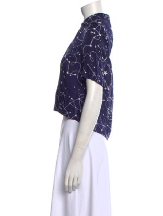 Sandro Floral Print Mock Neck Crop Top