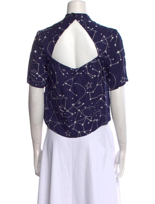 Sandro Floral Print Mock Neck Crop Top