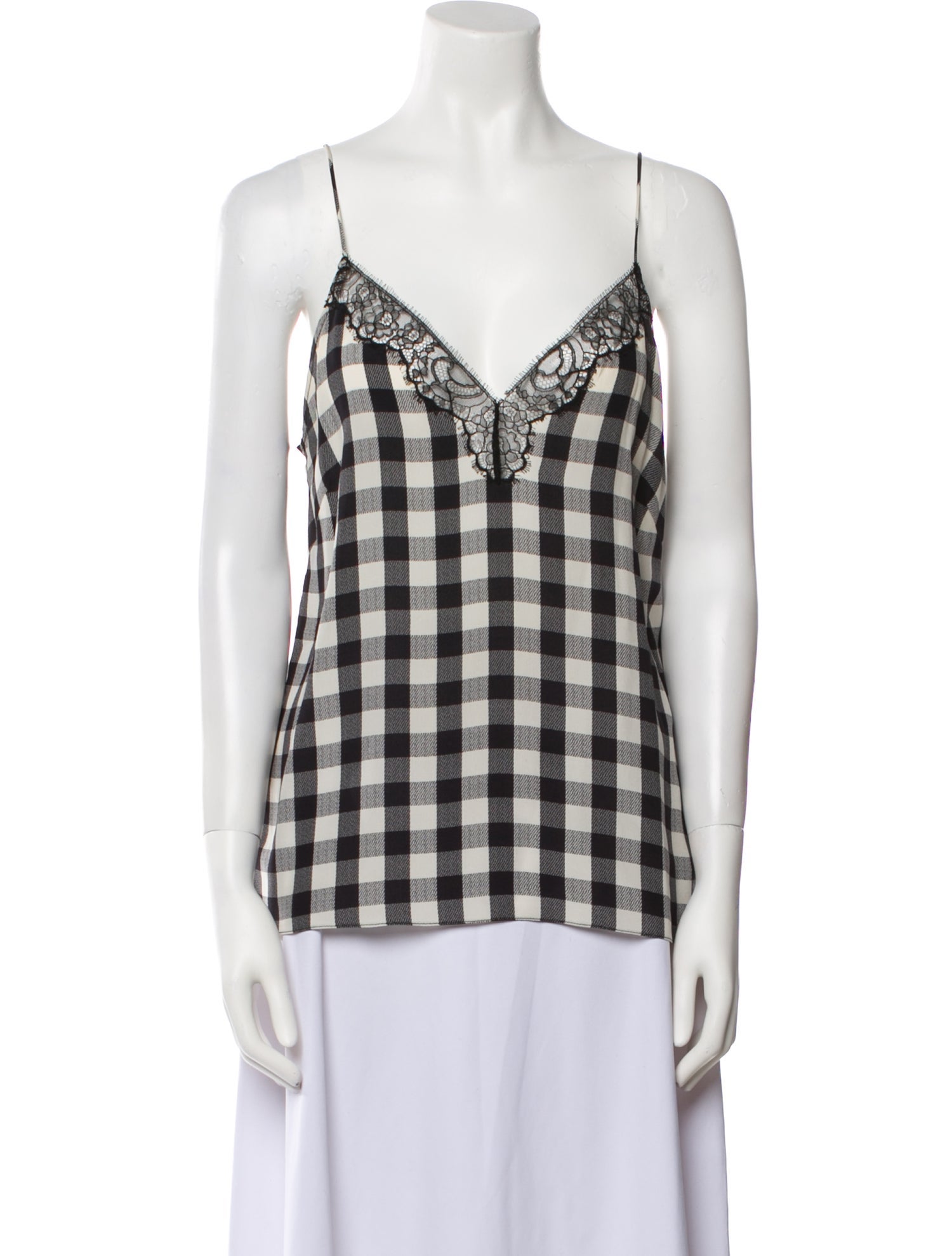 Sandro Silk Plaid Print Top