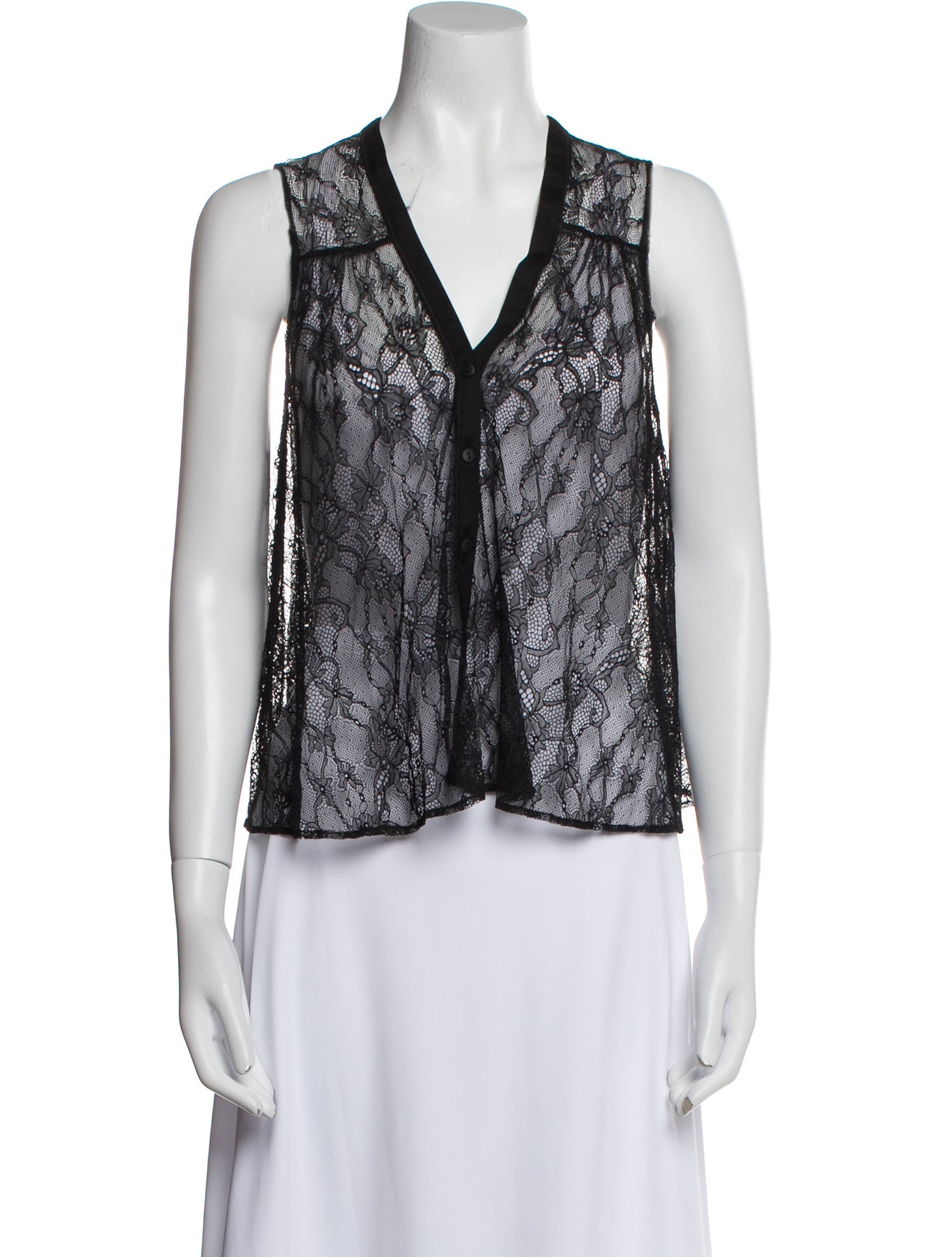 Sandro Lace Pattern V-Neck Blouse