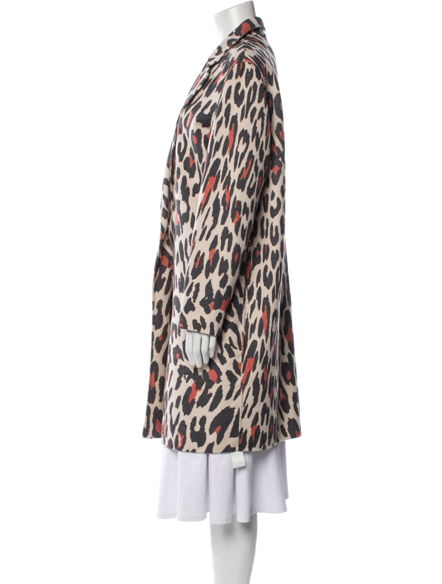 Sandro Wool Animal Print Faux Fur Coat