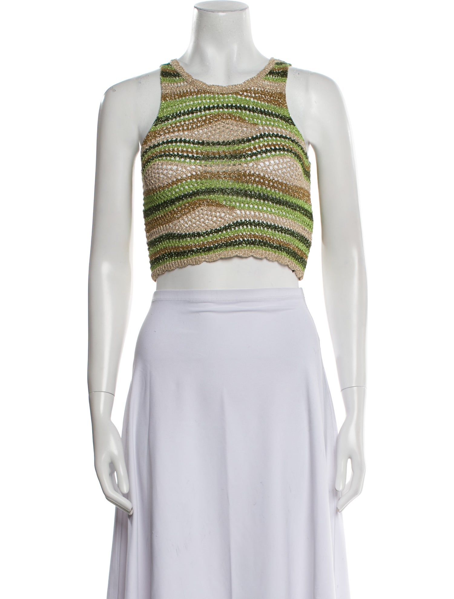 Sandro Striped Scoop Neck Crop Top