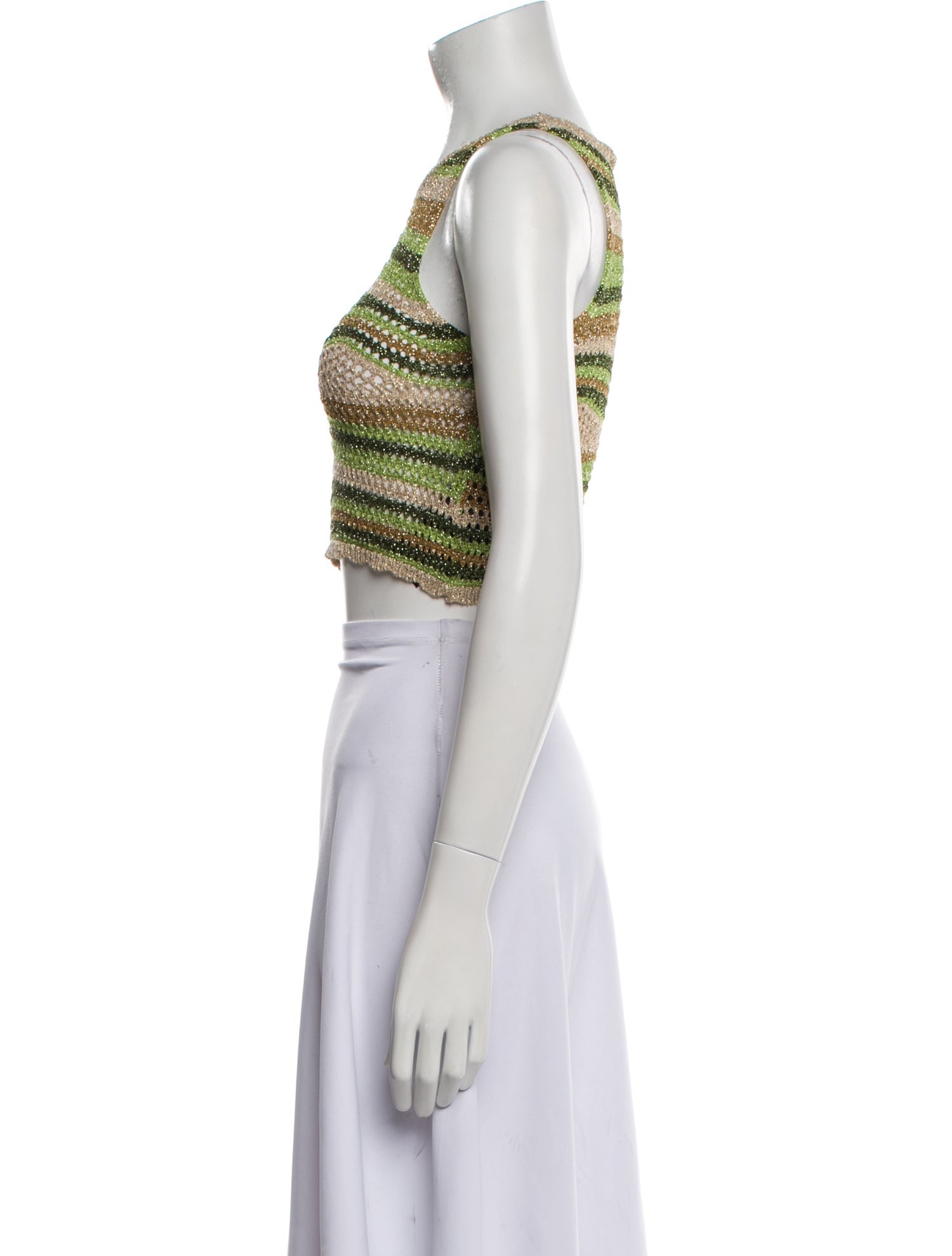 Sandro Striped Scoop Neck Crop Top