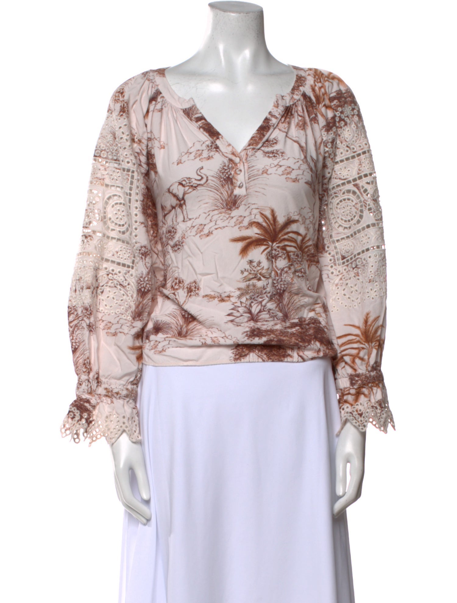 Sandro Printed V-Neck Blouse