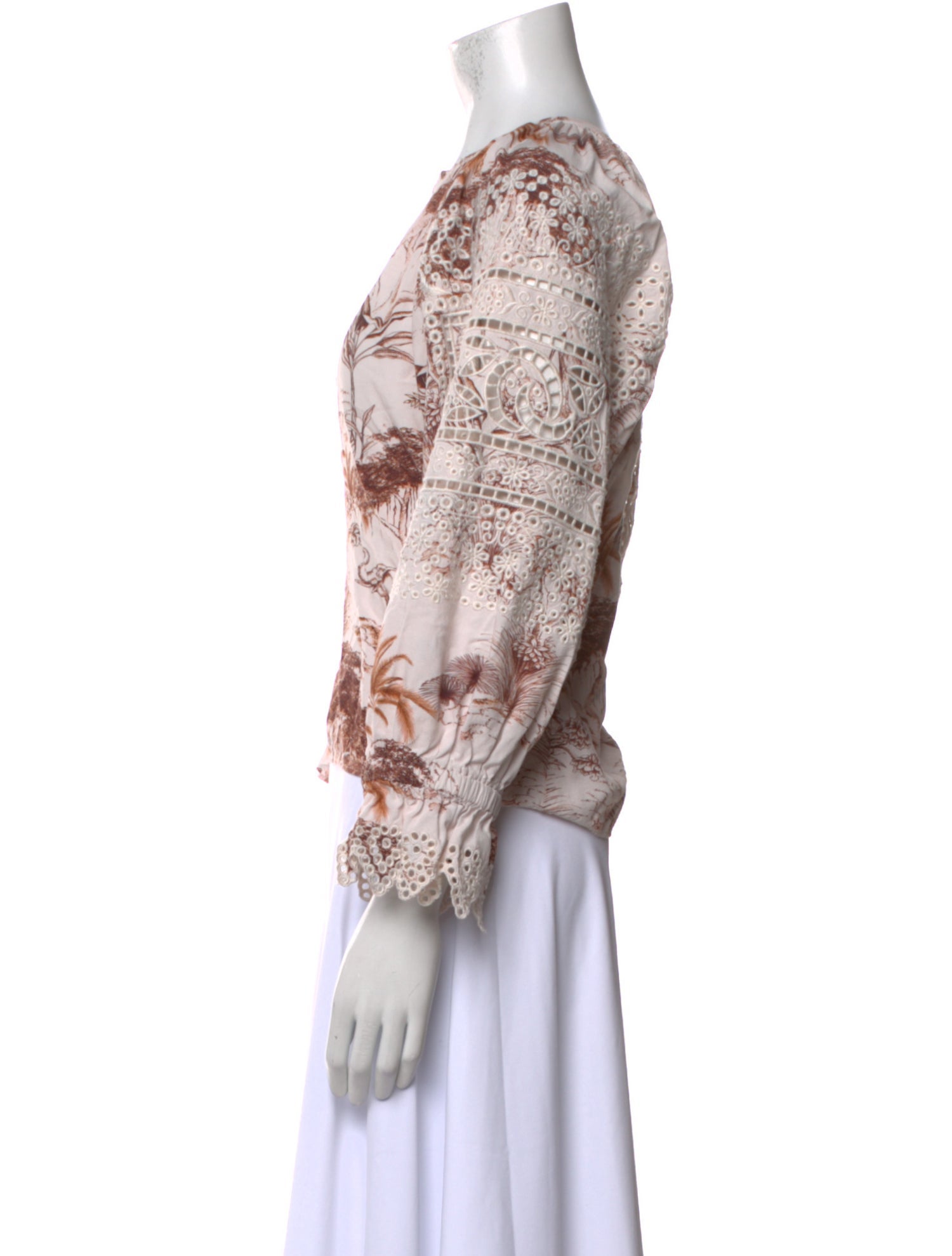 Sandro Printed V-Neck Blouse