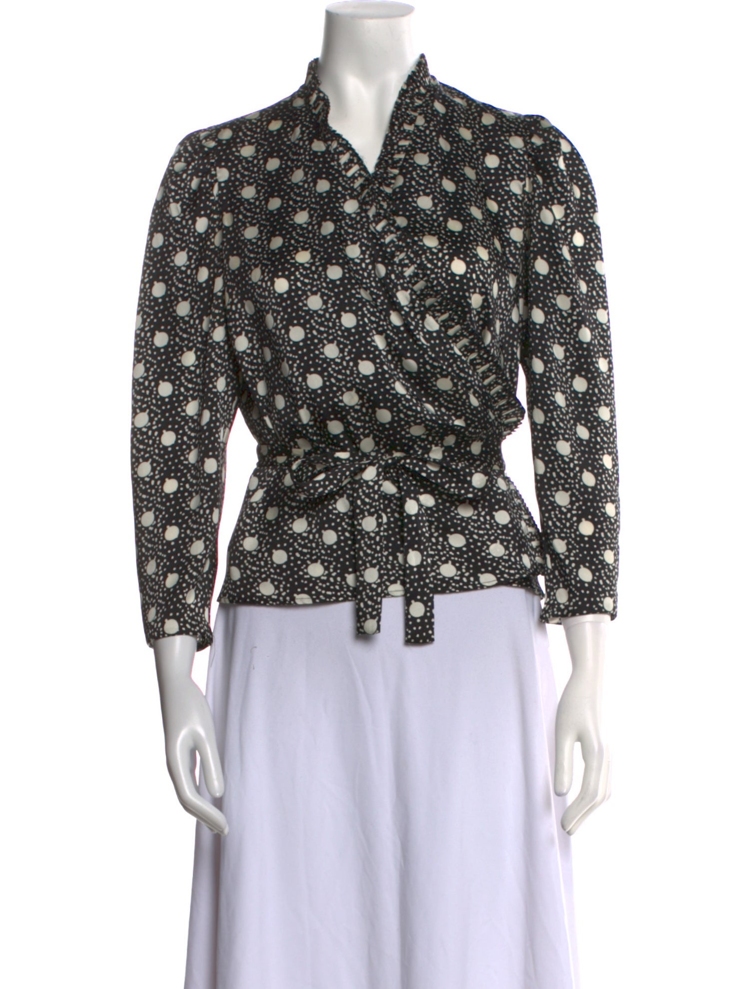 Sandro Printed V-Neck Button-Up Top