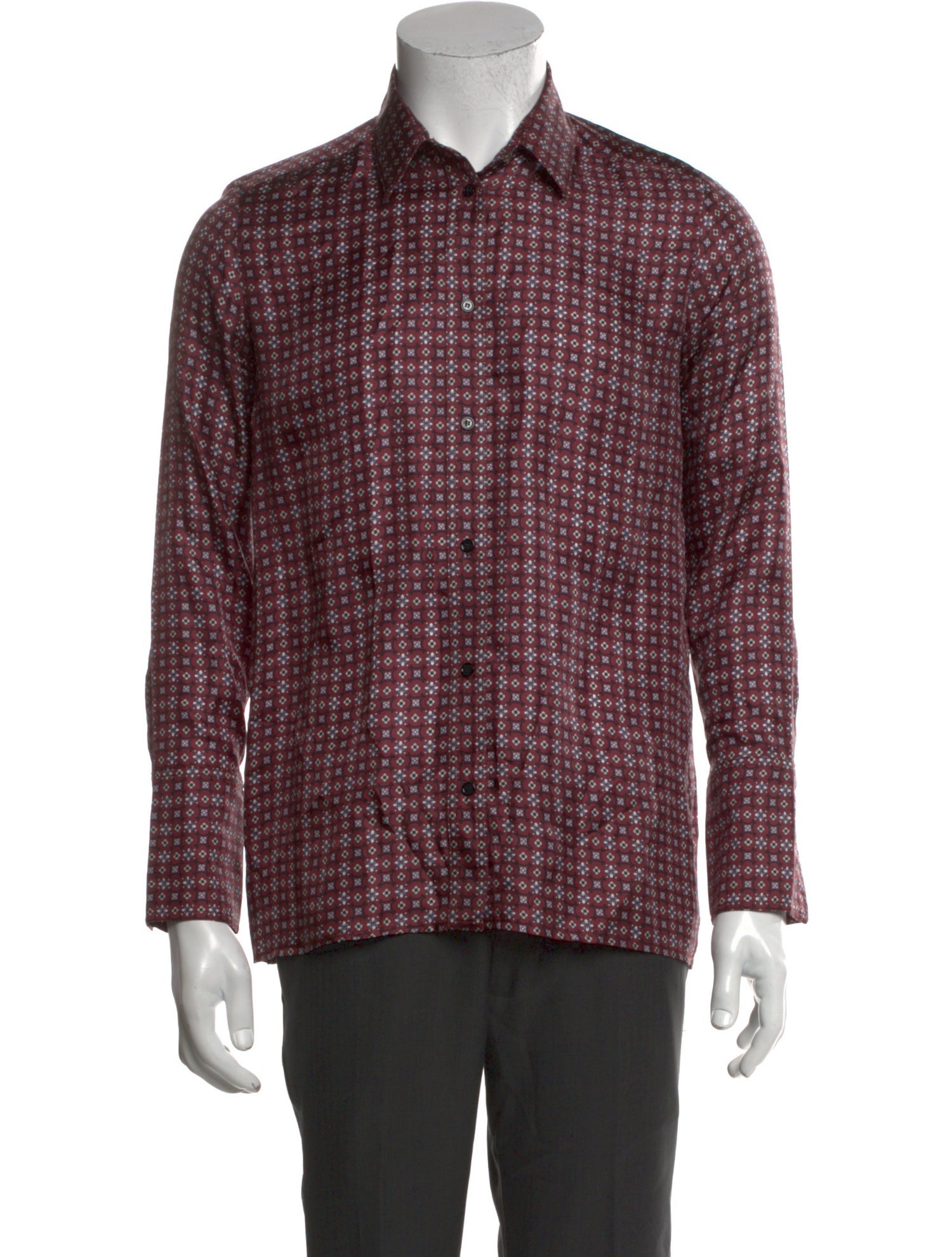 Sandro Silk Printed Dress Shirt
