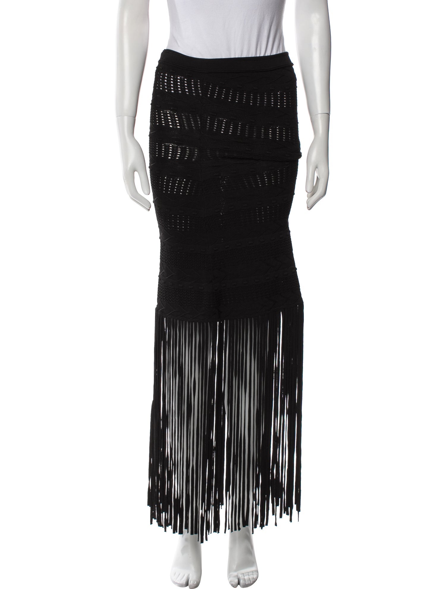 Sandro Fringe Trim Accent Long Skirt
