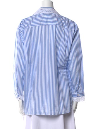 Sandro Striped Long Sleeve Button-Up Top