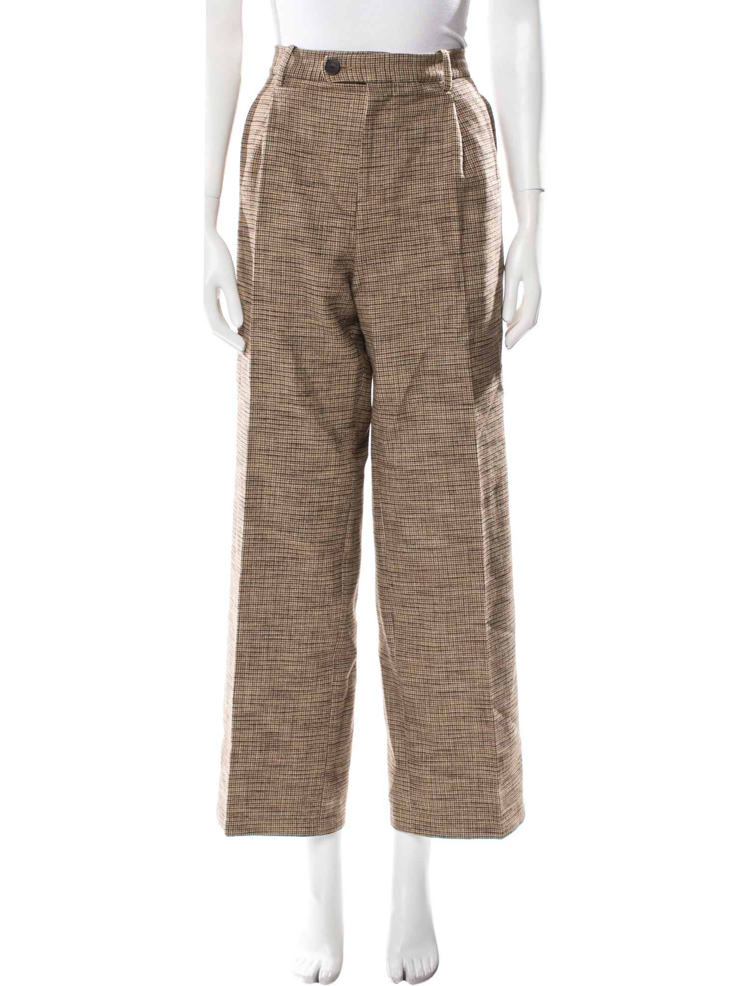 Sandro Plaid Print Wide Leg Pants w/ Tags