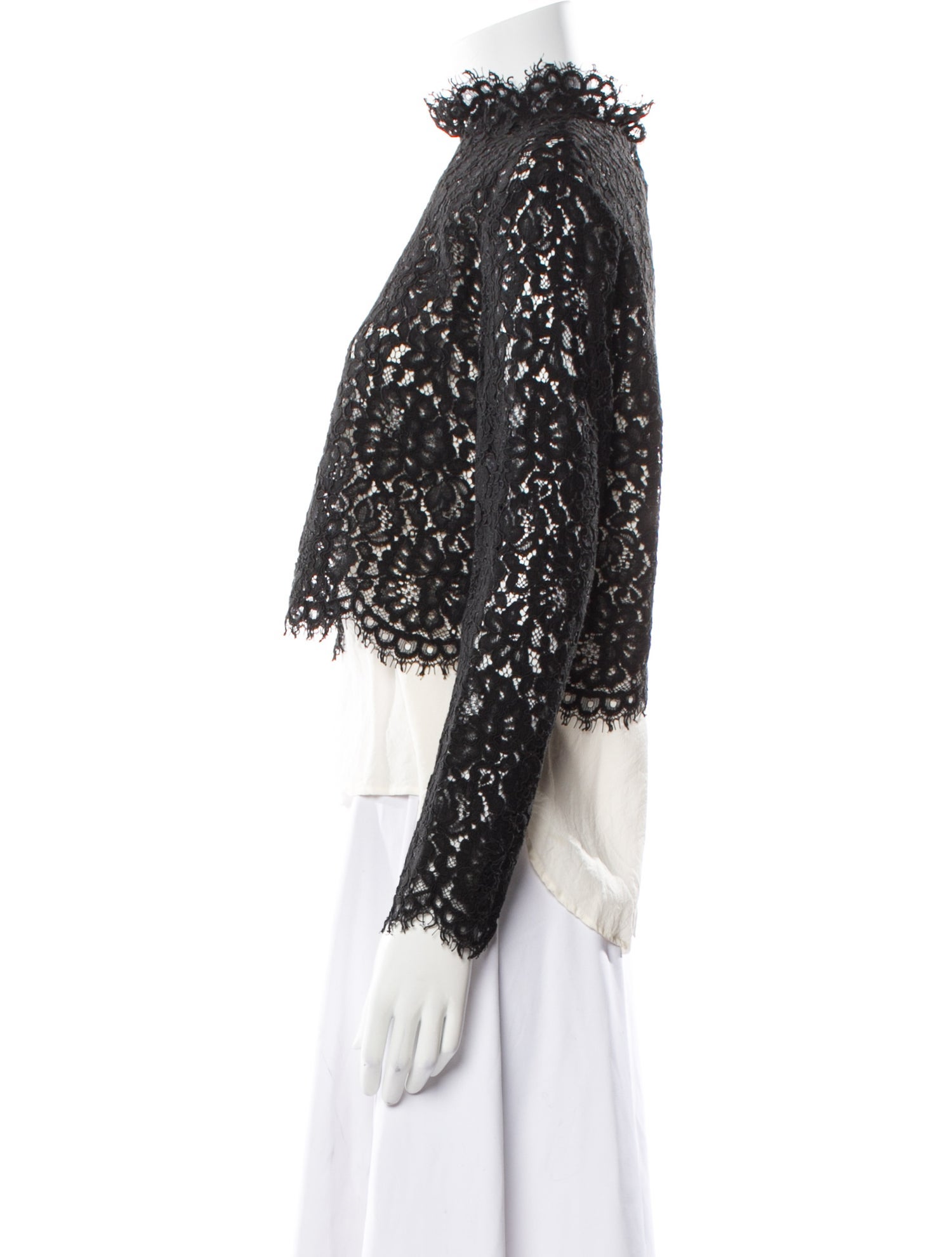 Sandro Lace Pattern Mock Neck Top