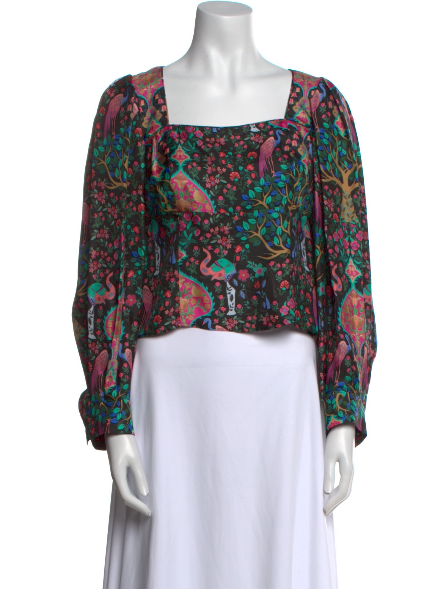 Sandro Silk Floral Print Crop Top