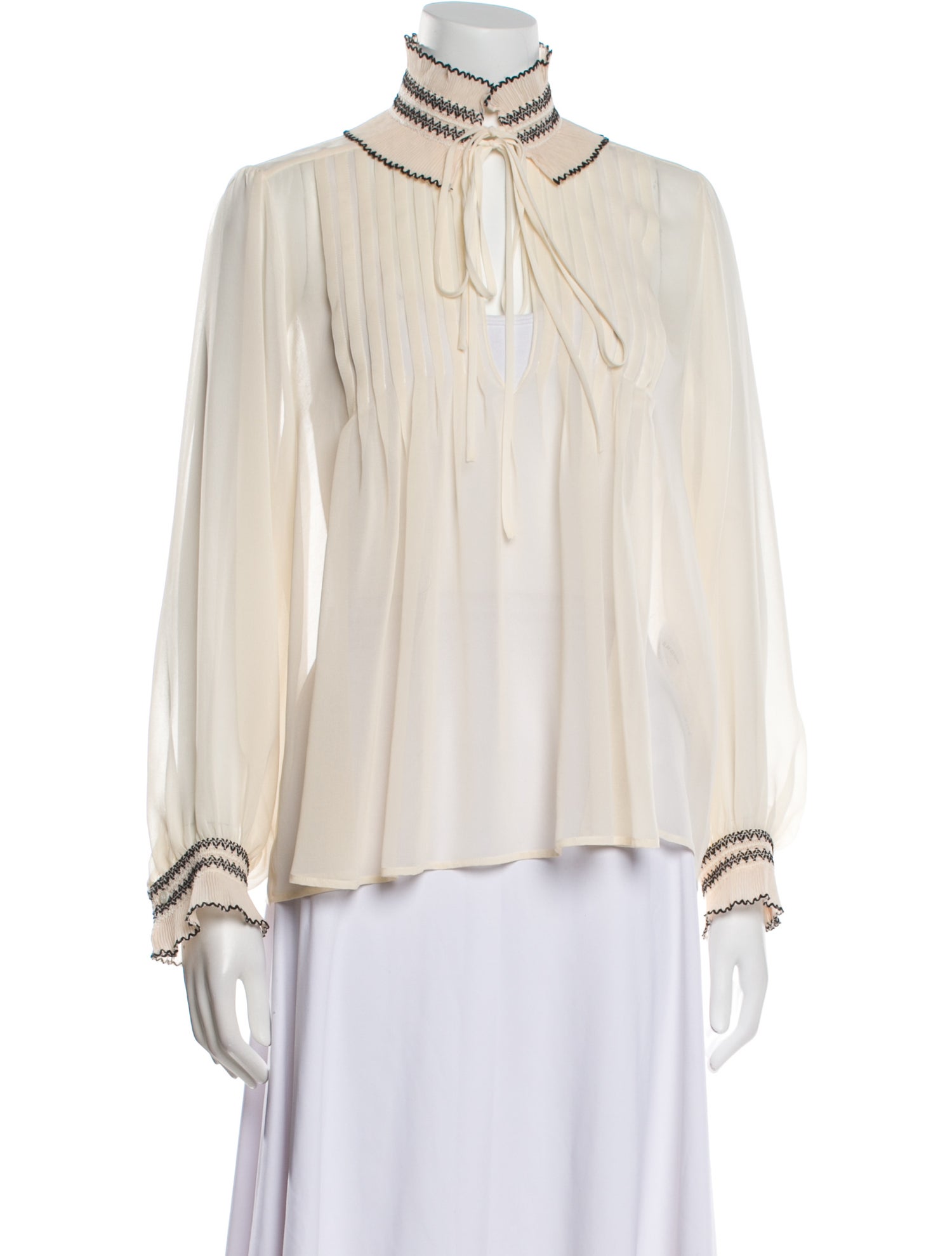 Sandro Mock Neck Long Sleeve Blouse