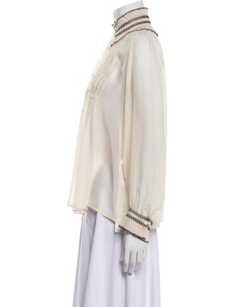 Sandro Mock Neck Long Sleeve Blouse