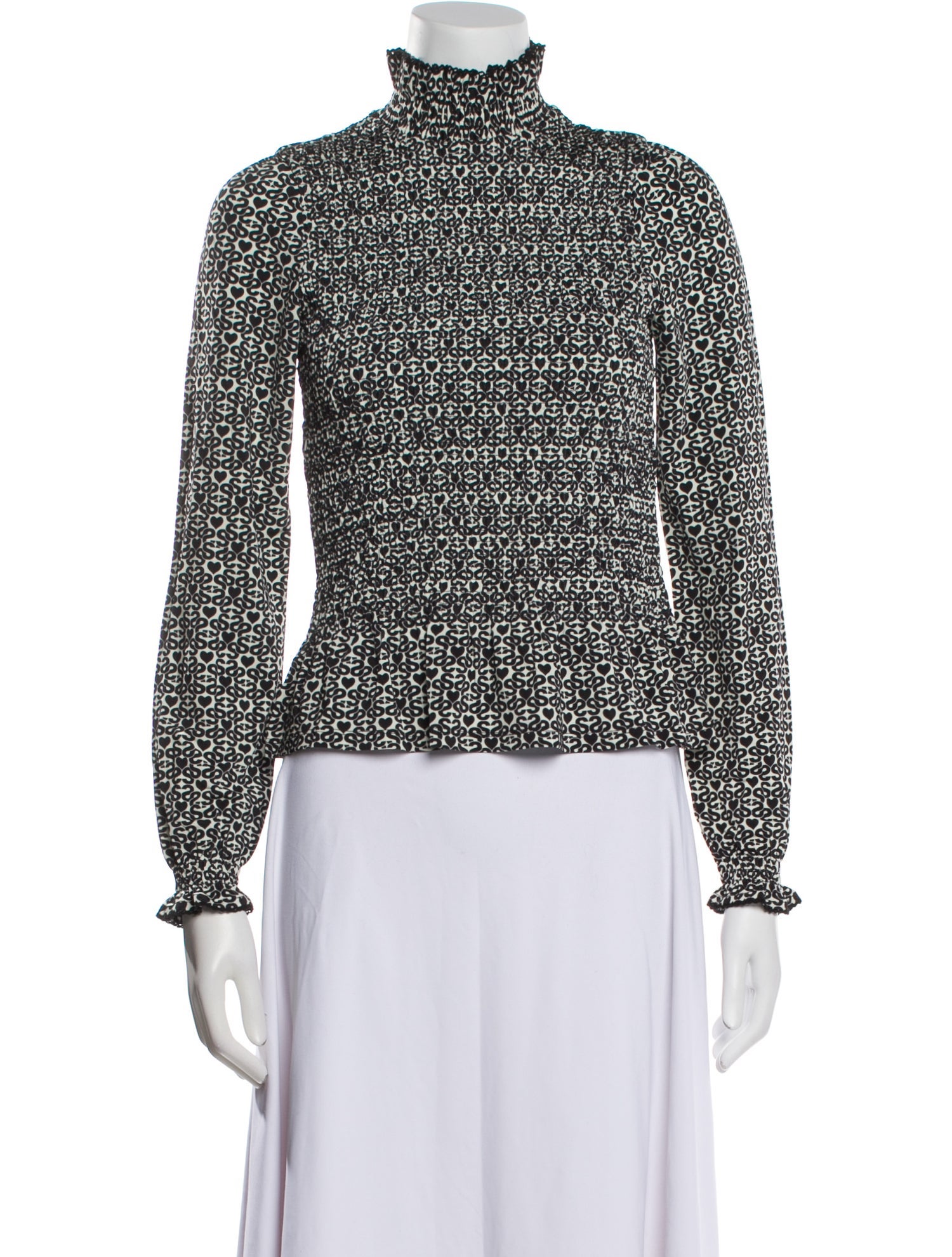 Sandro Printed Turtleneck Blouse