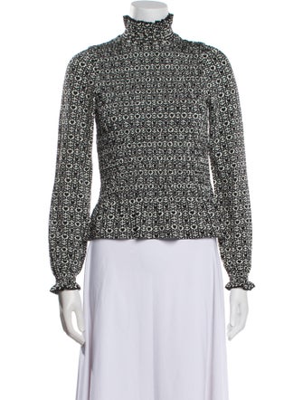 Sandro Printed Turtleneck Blouse
