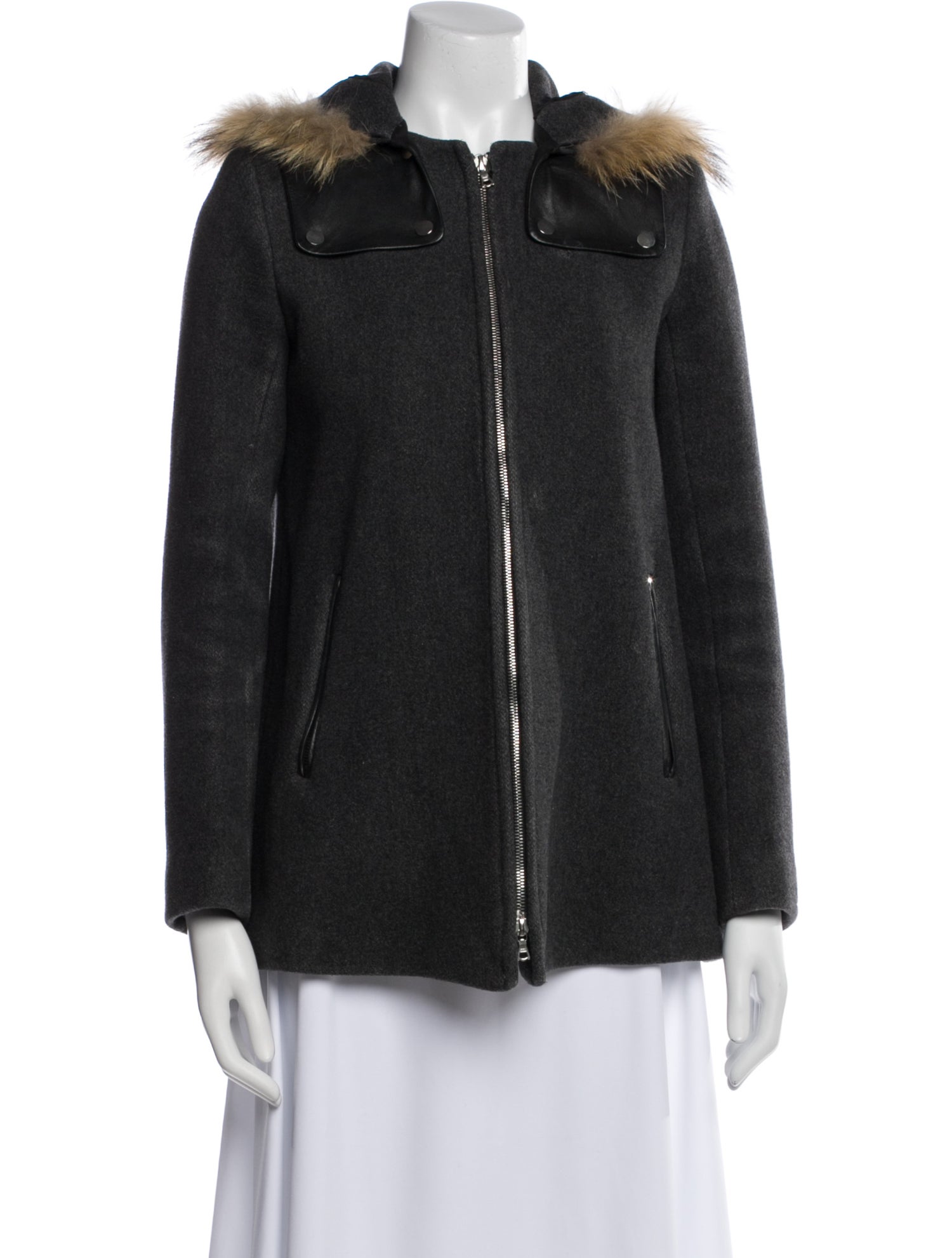 Sandro Wool Fur Coat