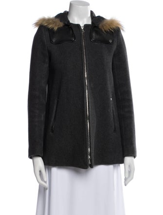 Sandro Wool Fur Coat
