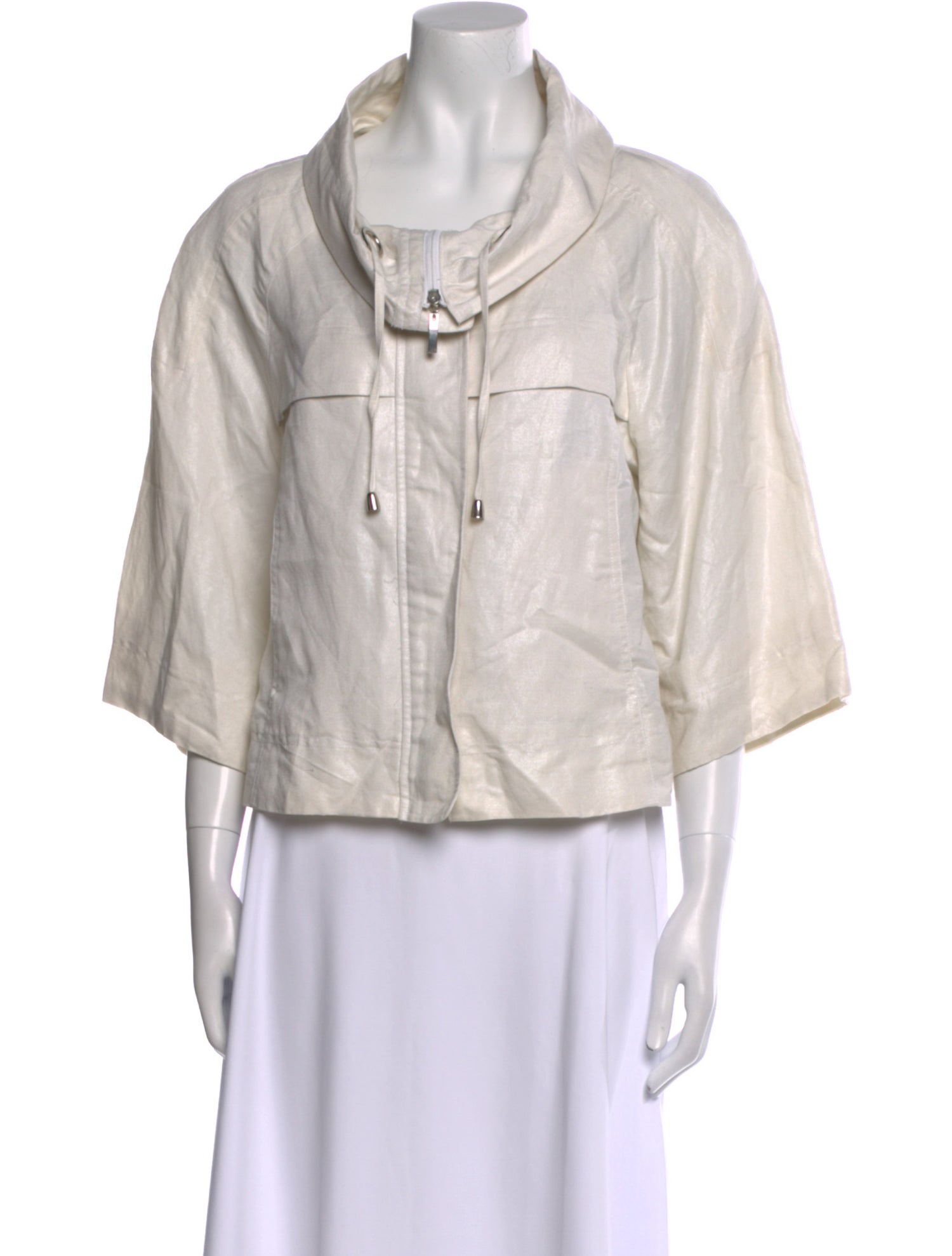 Sandro Linen Cowl Neck Button-Up Top