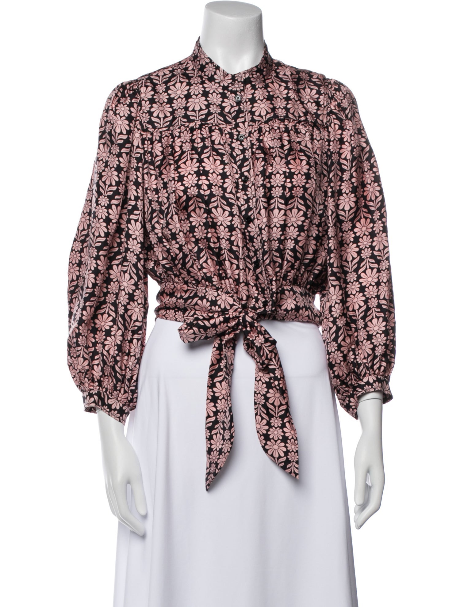 Sandro Silk Floral Print Crop Top