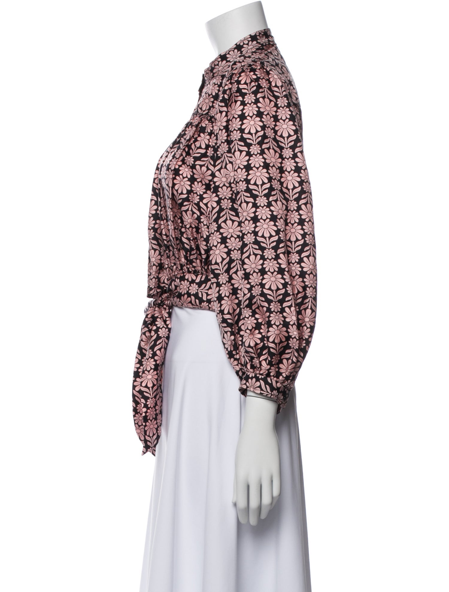 Sandro Silk Floral Print Crop Top