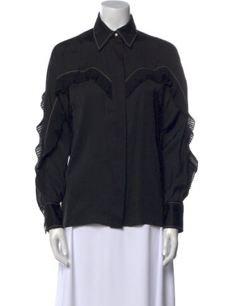 Sandro Long Sleeve Button-Up Top