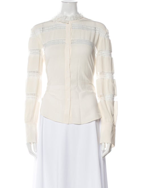 Sandro Silk Mock Neck Button-Up Top