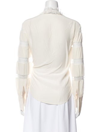 Sandro Silk Mock Neck Button-Up Top