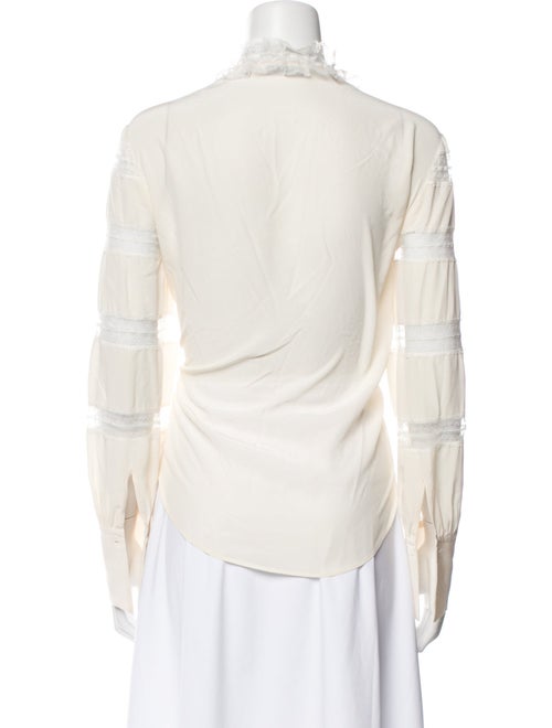 Sandro Silk Mock Neck Button-Up Top