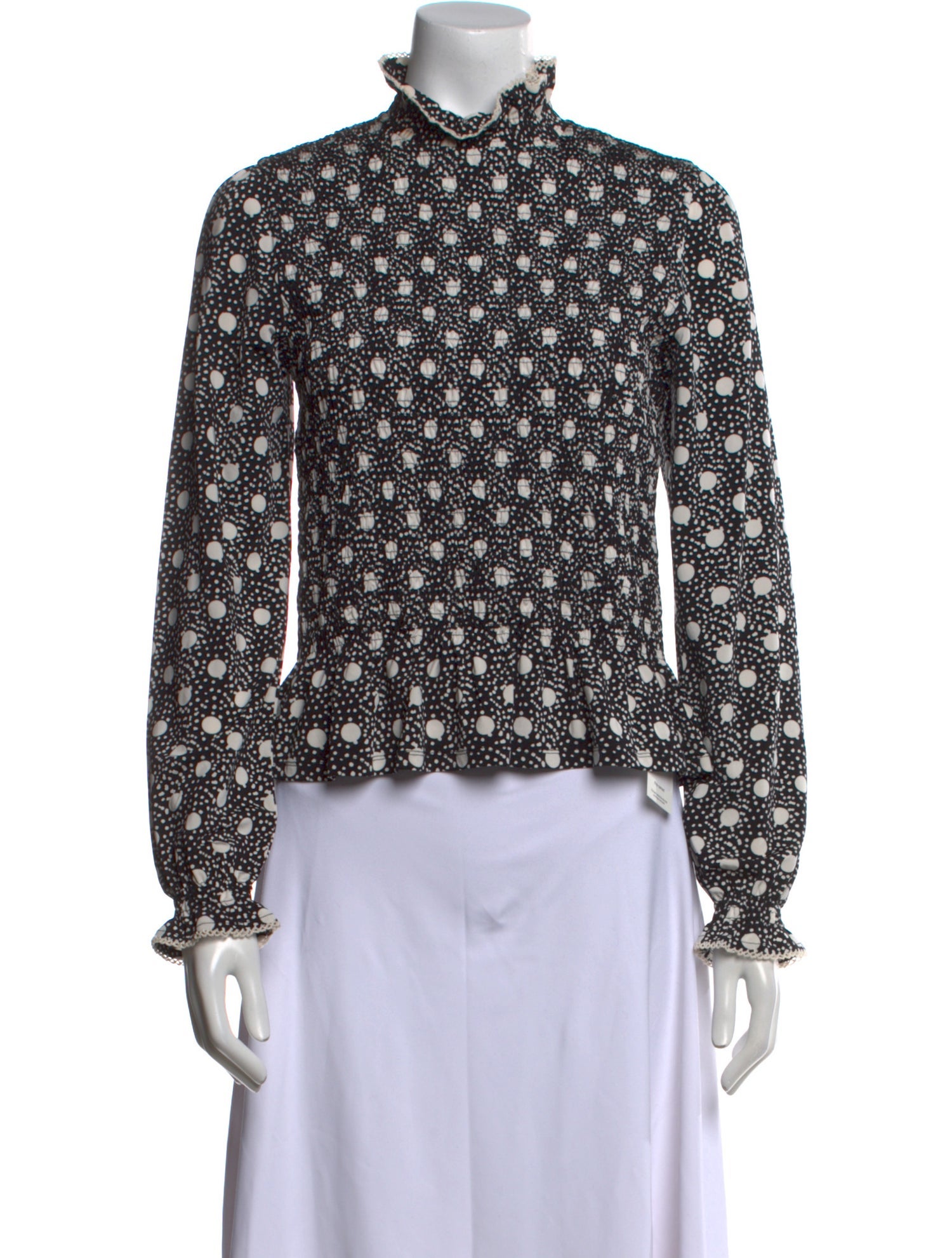 Sandro Printed Mock Neck Blouse
