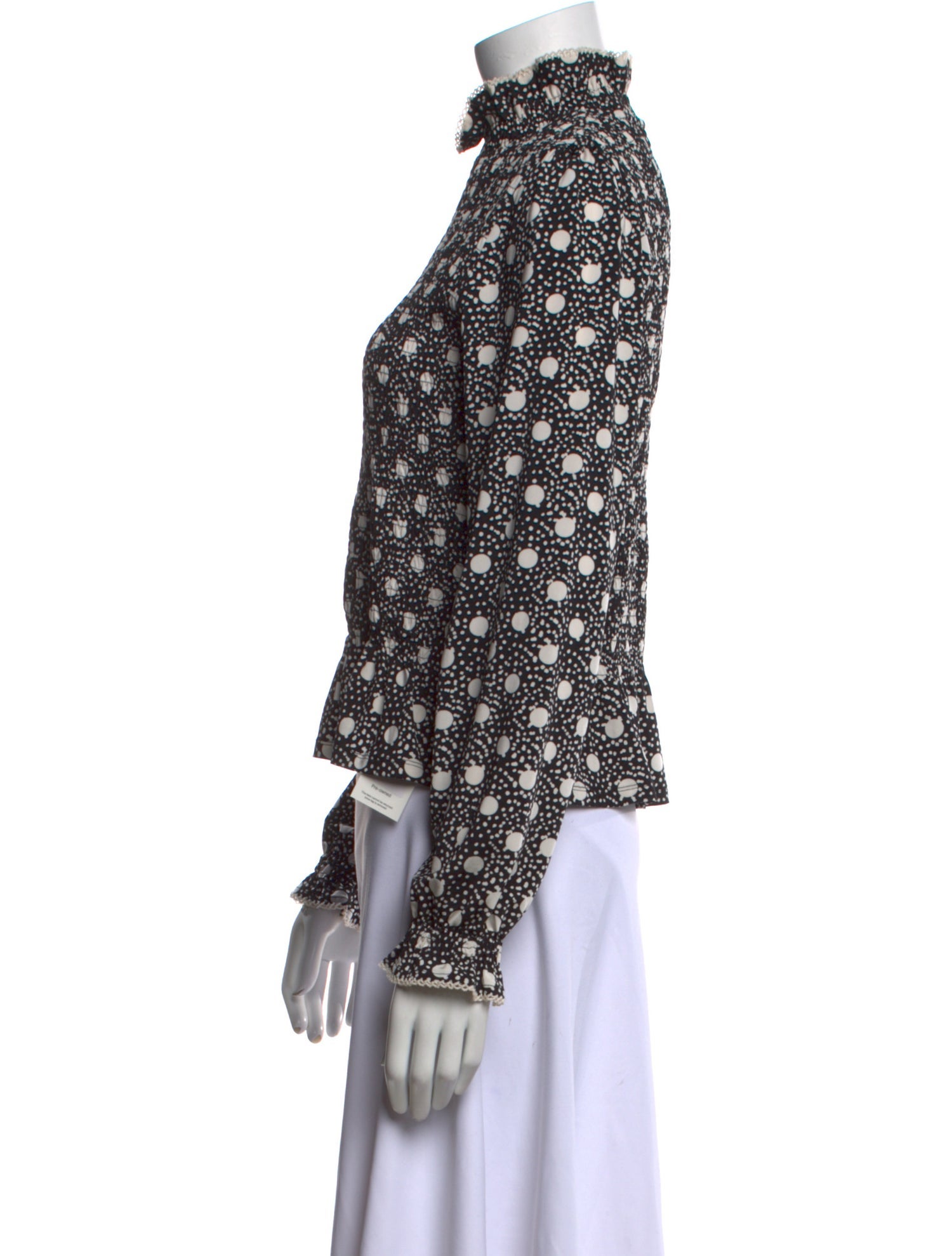 Sandro Printed Mock Neck Blouse