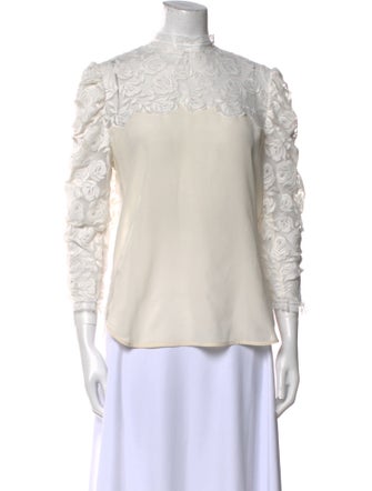 Sandro Mock Neck Three-Quarter Sleeve Blouse