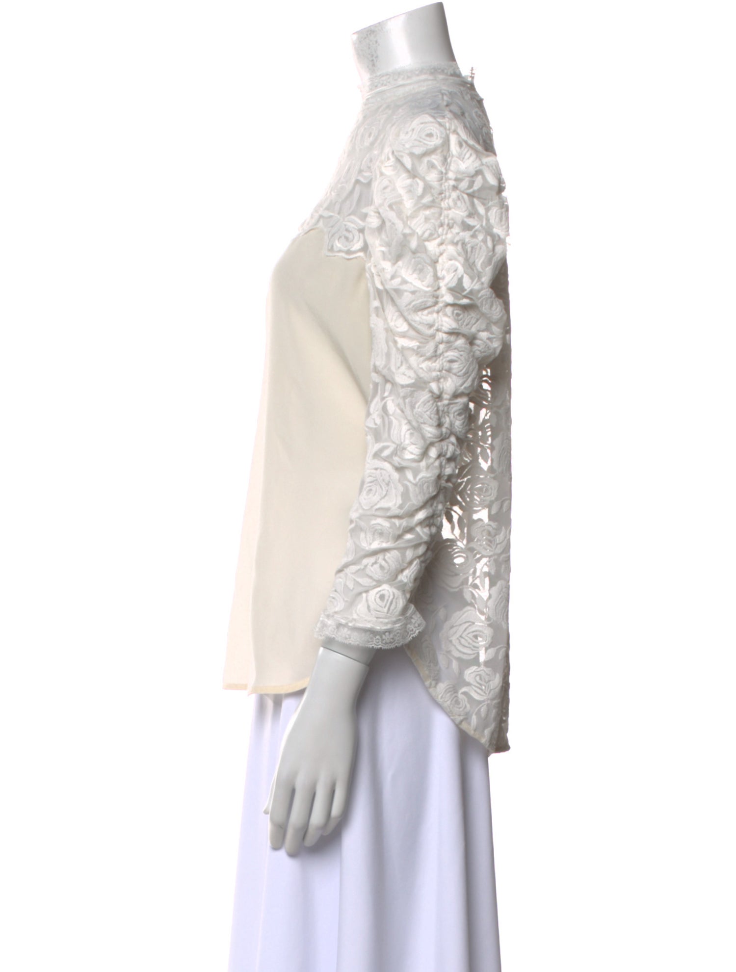 Sandro Mock Neck Three-Quarter Sleeve Blouse