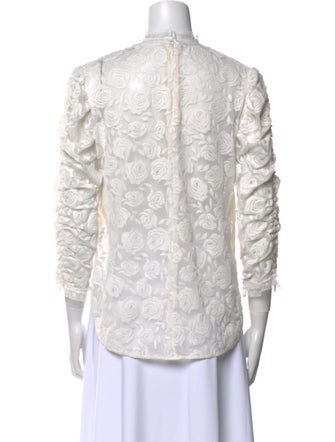 Sandro Mock Neck Three-Quarter Sleeve Blouse