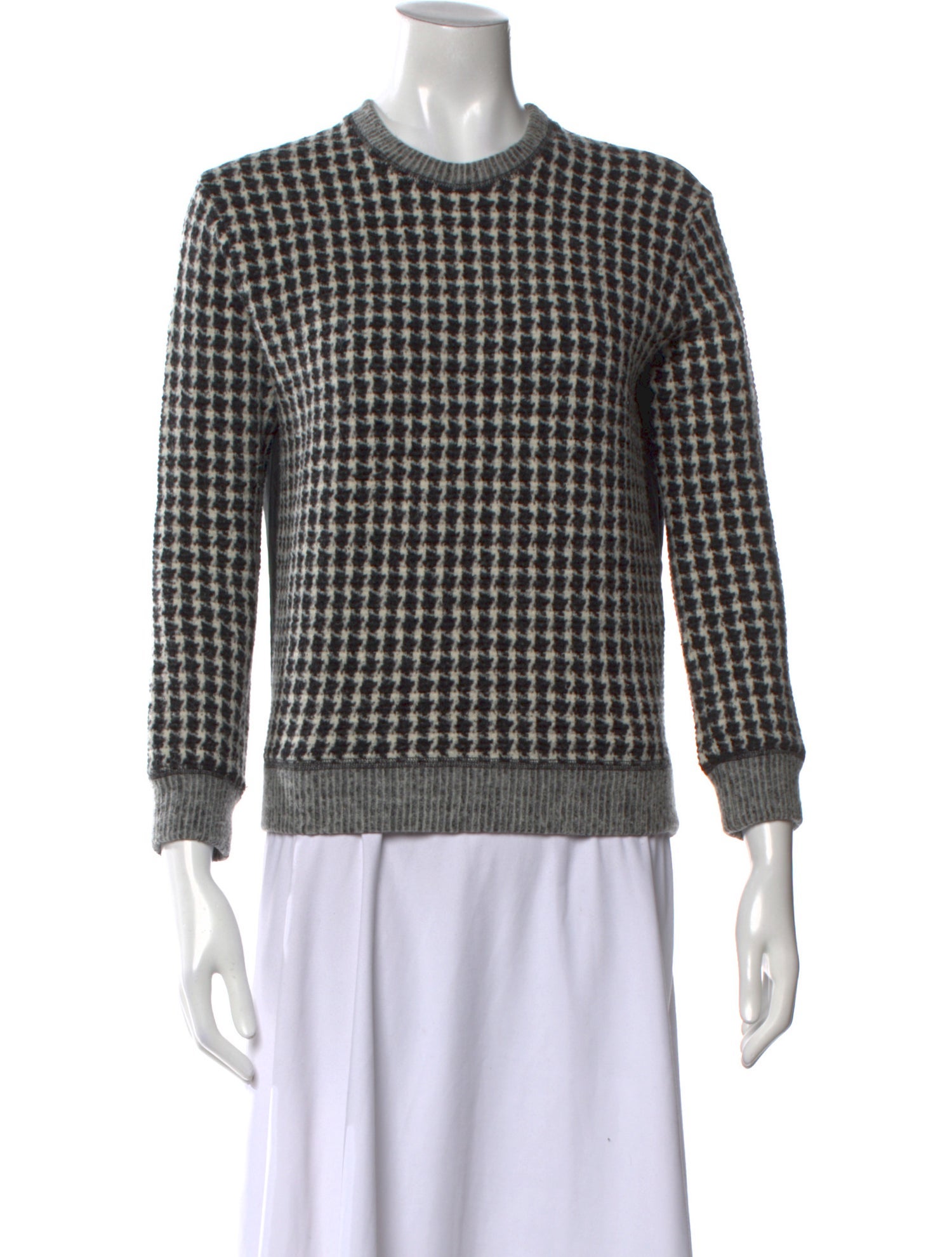 Sandro Wool Houndstooth Print Sweater