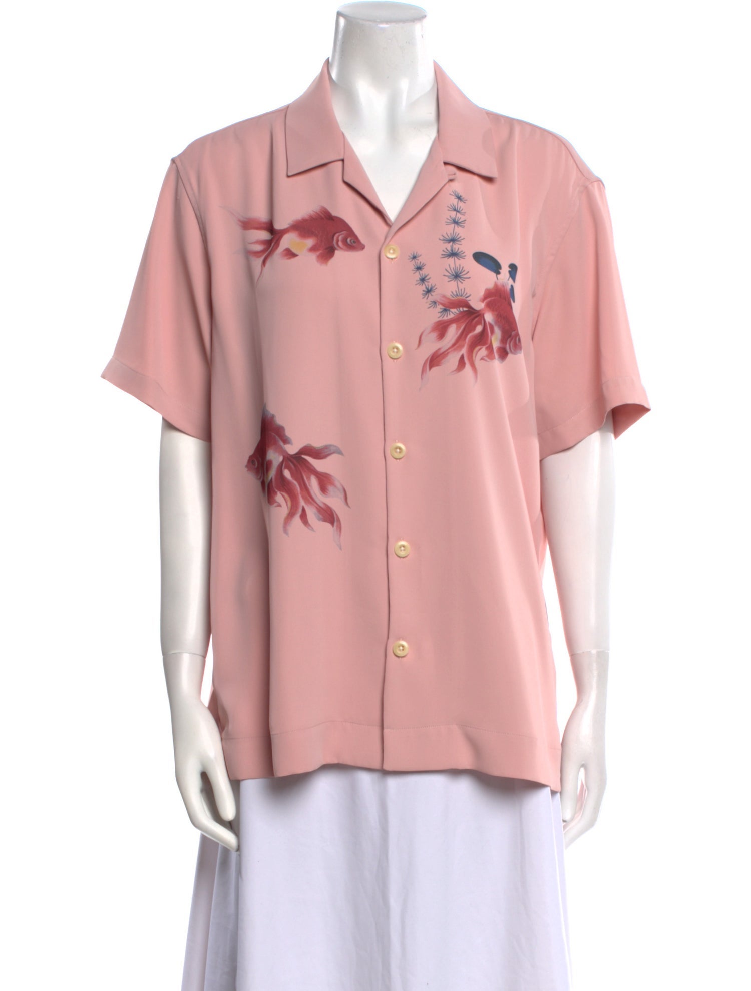 Sandro Floral Print Short Sleeve Button-Up Top