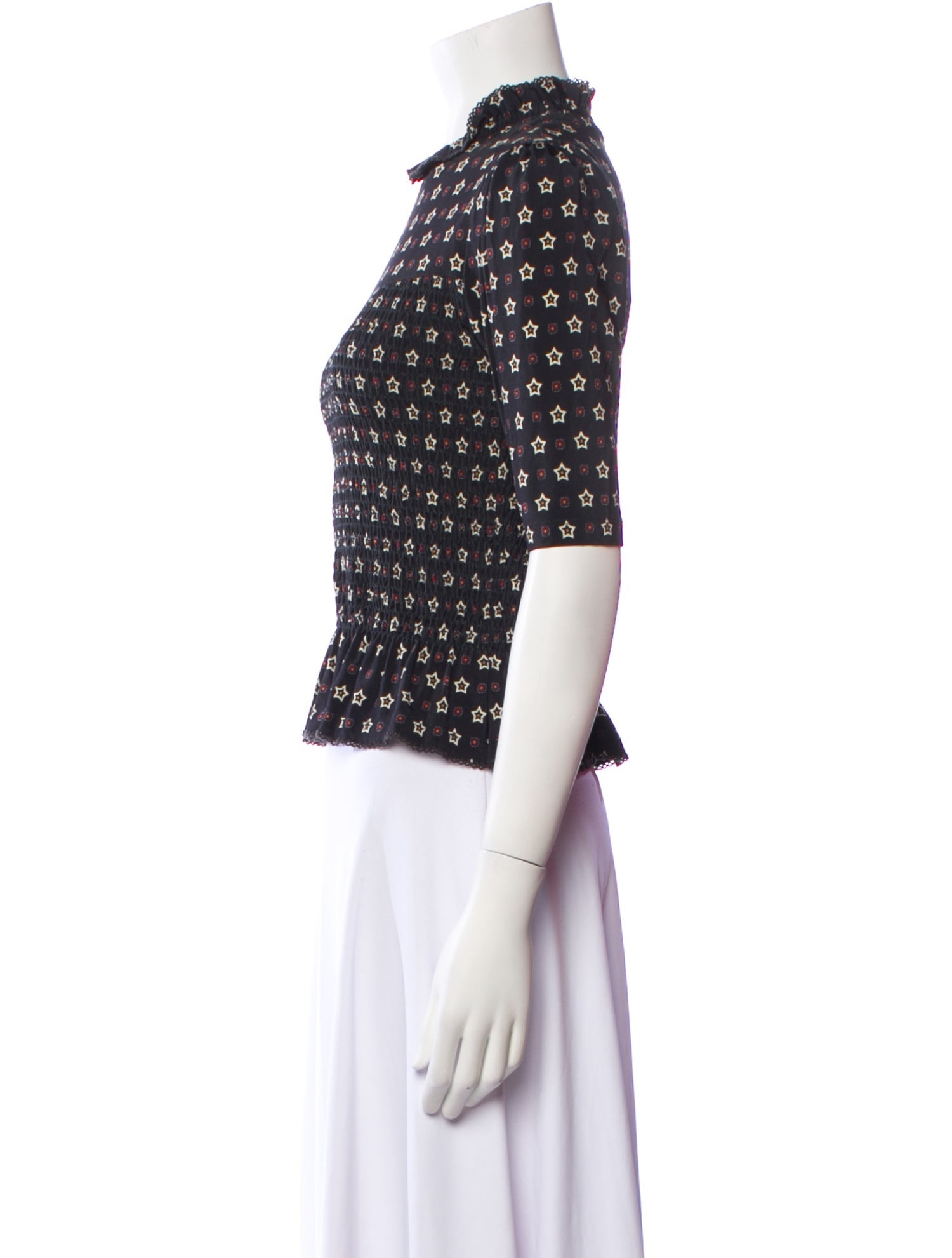 Sandro Printed Mock Neck Crop Top