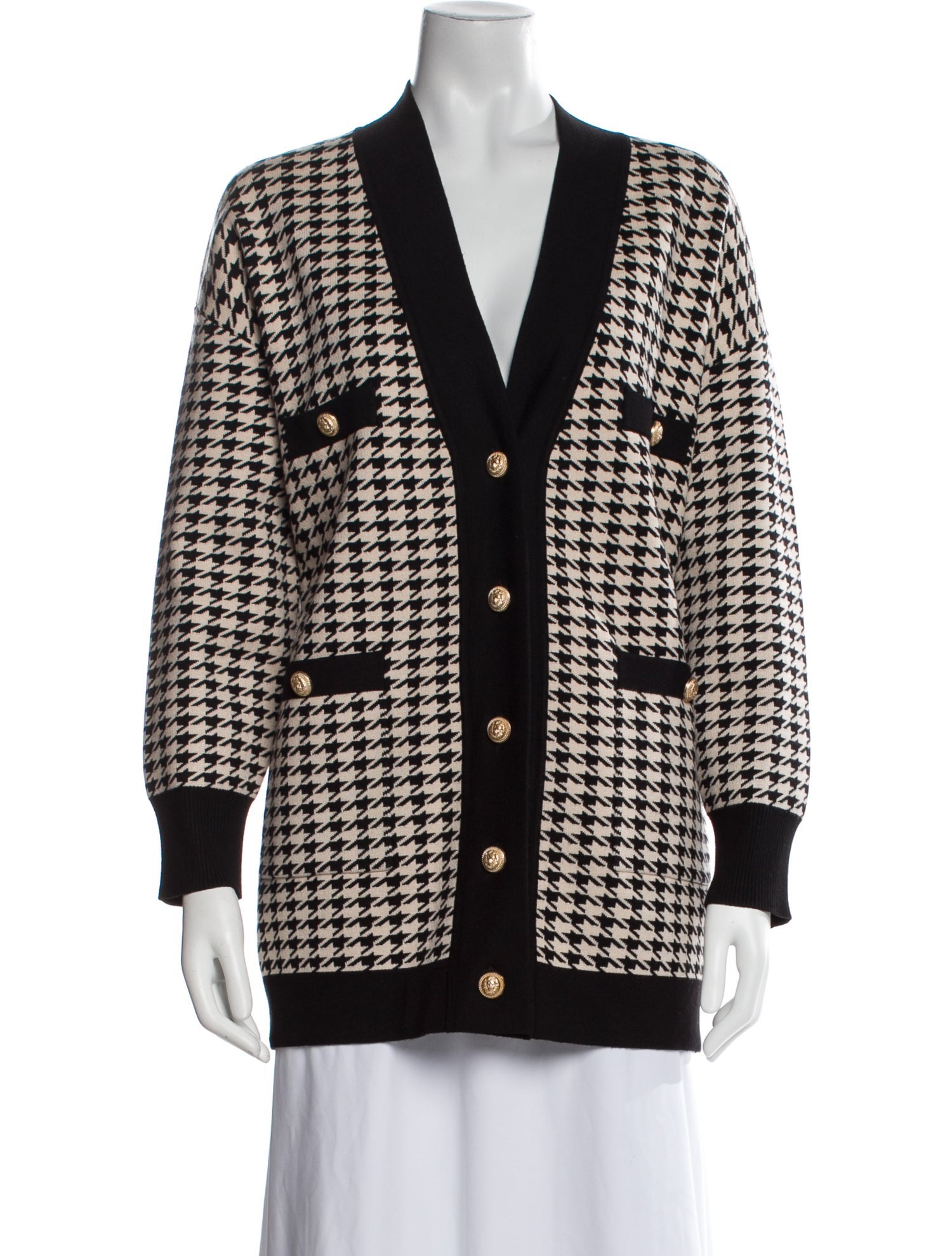 Sandro Plaid Print V-Neck Sweater