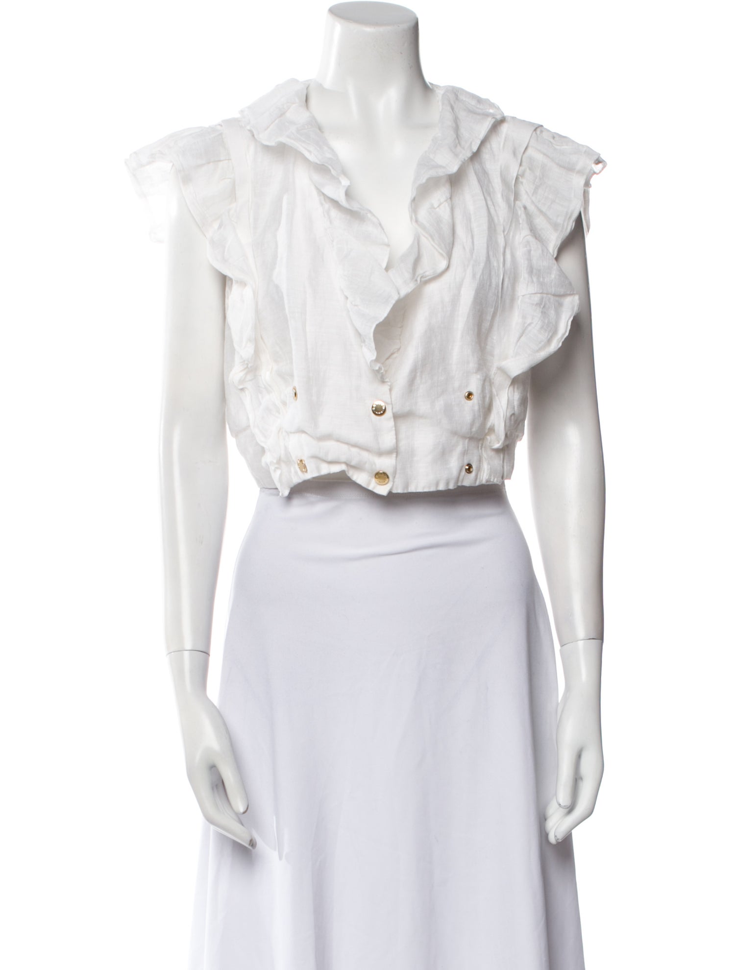 Sandro Linen V-Neck Crop Top