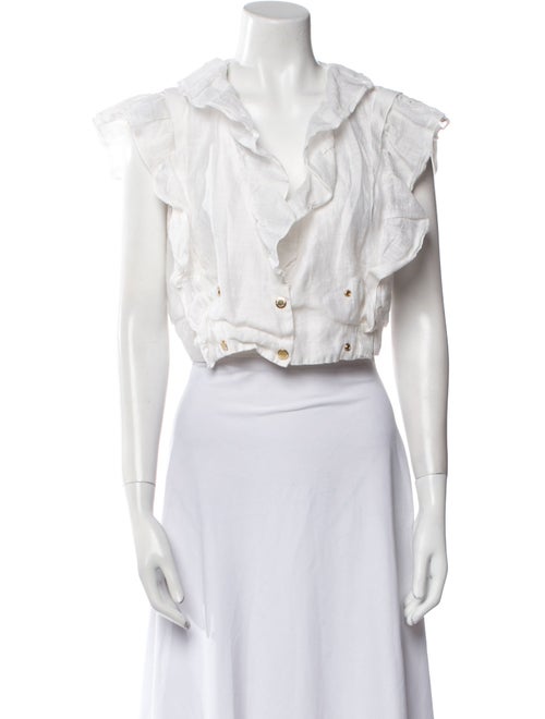 Sandro Linen V-Neck Crop Top