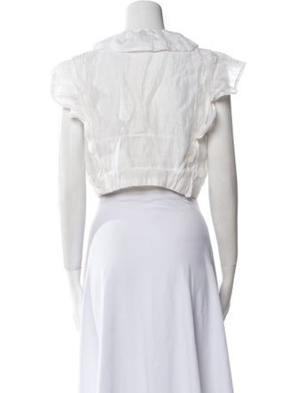 Sandro Linen V-Neck Crop Top