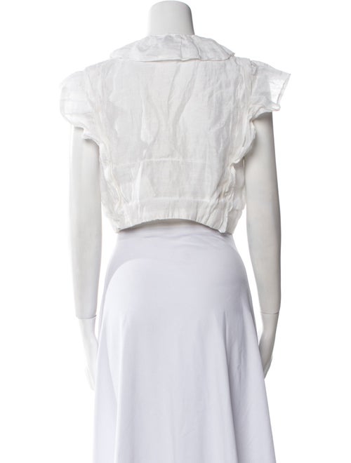 Sandro Linen V-Neck Crop Top