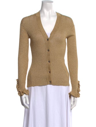 Sandro V-Neck Long Sleeve Button-Up Top