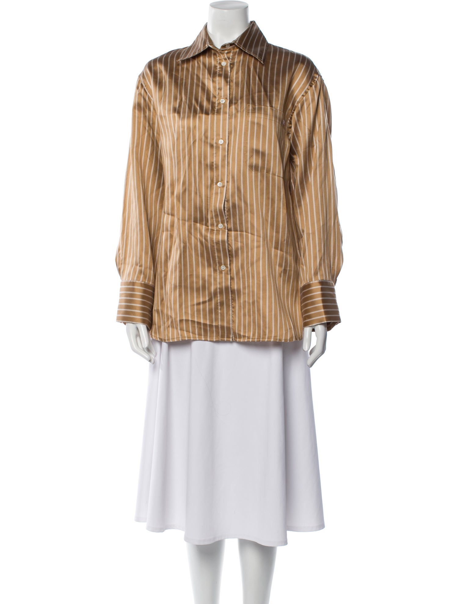 Sandro Striped Long Sleeve Button-Up Top