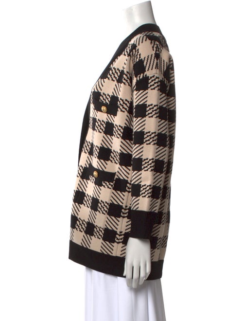 Sandro Plaid Print V-Neck Sweater