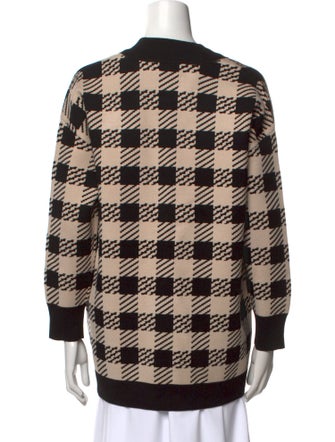 Sandro Plaid Print V-Neck Sweater