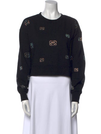 Sandro Graphic Print Crew Neck Sweater